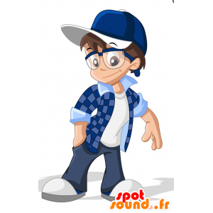 Mascotte de jeune, d'adolescent avec des lunettes - MASFR030651 - Mascottes 2D/3D