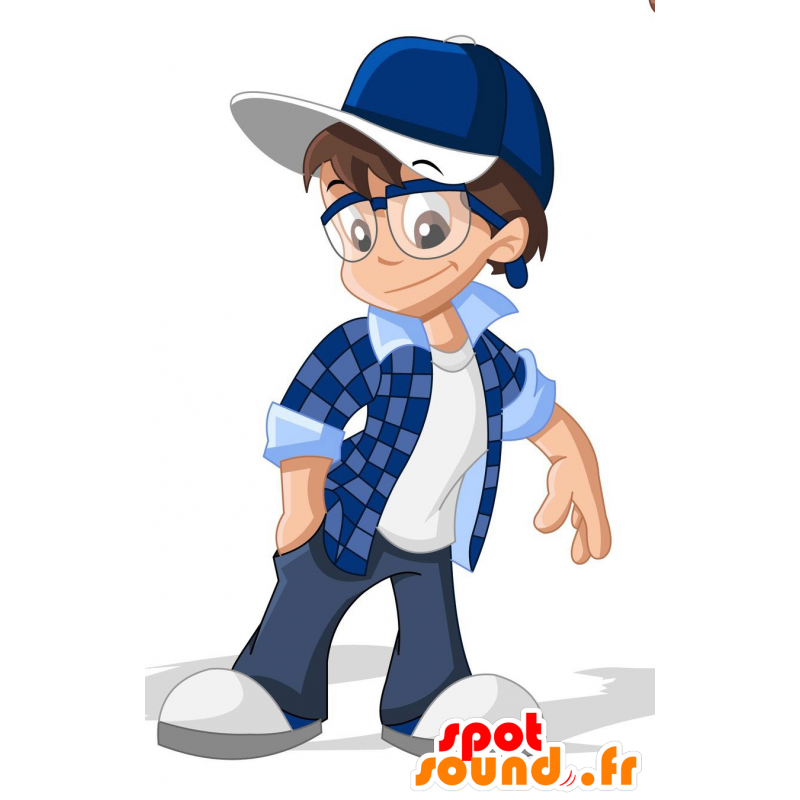 Mascotte de jeune, d'adolescent avec des lunettes - MASFR030651 - Mascottes 2D/3D