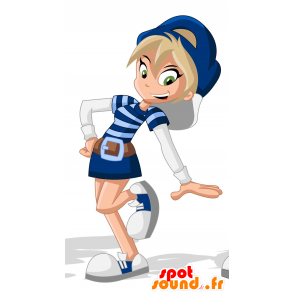 Mascot joven rubia con vestido azul - MASFR030652 - Mascotte 2D / 3D