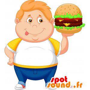 Boy mascot plump and smiling with big cheeks - MASFR030656 - 2D / 3D mascots