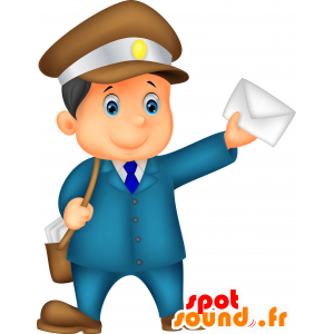 Postmaskot, med uniform och mössa - Spotsound maskot