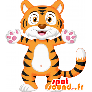Mascotte de gros chat tricolore. Mascotte de chaton orange - MASFR030660 - Mascottes 2D/3D
