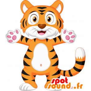 Mascot grande gato tricolor. laranja gatinho mascote - MASFR030660 - 2D / 3D mascotes