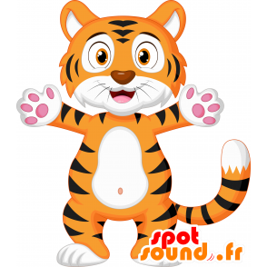 Mascotte grote tricolorkat. oranje kitten mascotte - MASFR030660 - 2D / 3D Mascottes