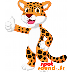 Mascotte de guépard orange et blanc, tacheté - MASFR030661 - Mascottes 2D/3D