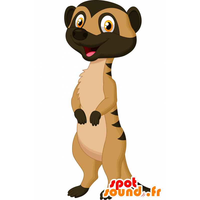 Mascotte manguste, marrone e beige Meerkat - MASFR030667 - Mascotte 2D / 3D