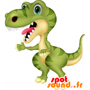 La mascota del dinosaurio verde y amarillo, gigante - MASFR030669 - Mascotte 2D / 3D