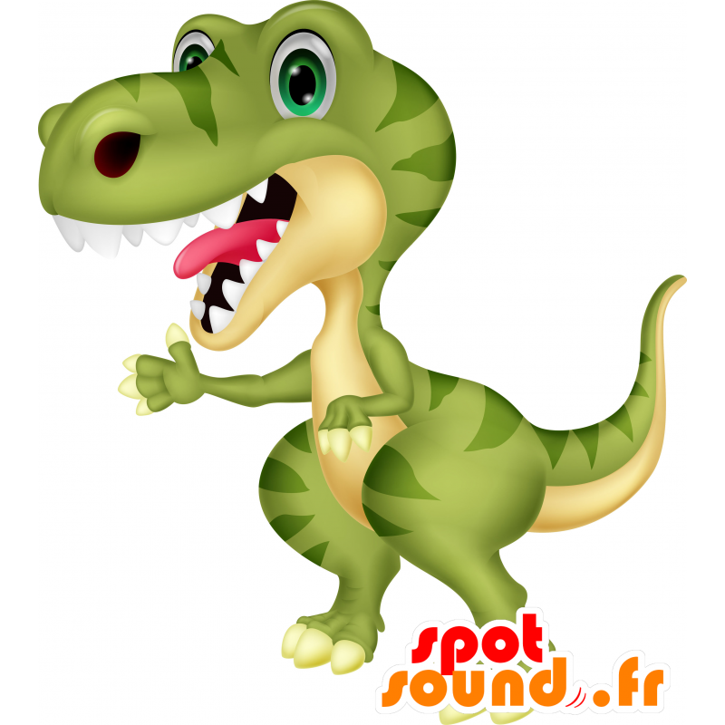 Maskotka zielony i żółty dinozaur, gigant - MASFR030669 - 2D / 3D Maskotki