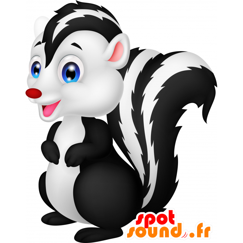 Mascot bianco e nero skunk, con gli occhi azzurri - MASFR030670 - Mascotte 2D / 3D