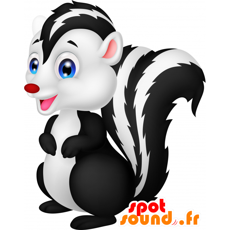 Mascotte de putois noir et blanc, avec les yeux bleus - MASFR030670 - Mascottes 2D/3D