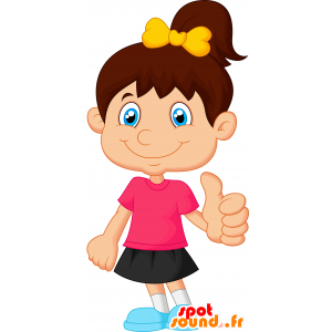 Mascotte de fillette souriante avec une tenue colorée - MASFR030676 - Mascottes 2D/3D