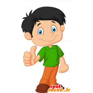 Mascotte d'enfant, de garçon brun, très souriant - MASFR030677 - Mascottes 2D/3D