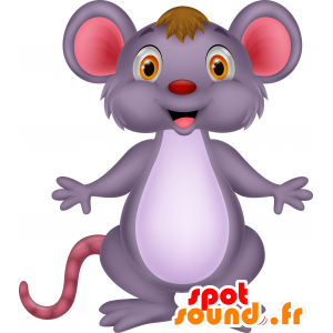 Mascotte de souris grise et rose. Mascotte de rat géant - MASFR030679 - Mascottes 2D/3D