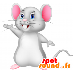 Harmaa hiiri maskotti, pullea ja söpö - MASFR030681 - Mascottes 2D/3D