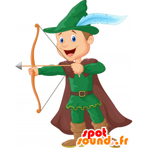 Robin Hood maskot, klädd i grönt och brunt - Spotsound maskot