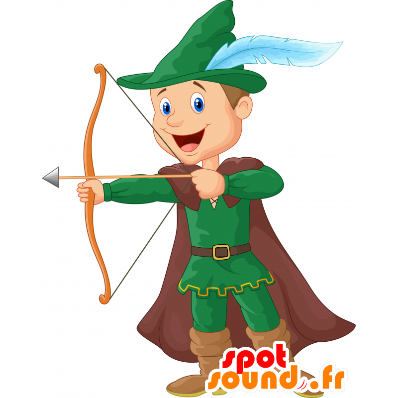 Mascota de Robin Hood, vestido de verde y marrón - MASFR030684 - Mascotte 2D / 3D