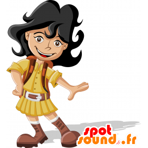 Mascot brunette, from Explorer, dressed in yellow - MASFR030685 - 2D / 3D mascots