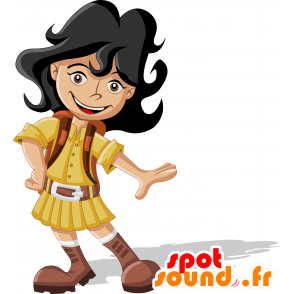 Mascot brunette, from Explorer, dressed in yellow - MASFR030685 - 2D / 3D mascots