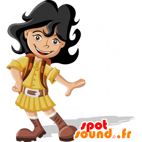 Mascot brunette, av explorer kledd i gult - MASFR030685 - 2D / 3D Mascots