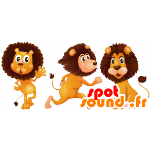 Mascotte de lion jaune et marron, géant et mignon - MASFR030687 - Mascottes 2D/3D