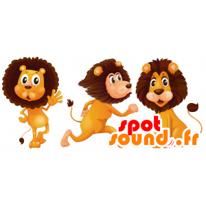 Mascot geel en bruin leeuw, reus en schattig - MASFR030687 - 2D / 3D Mascottes