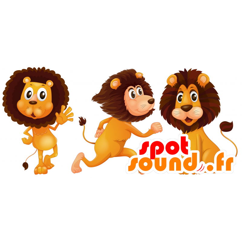 La mascota del león amarillo y marrón, gigante linda - MASFR030687 - Mascotte 2D / 3D