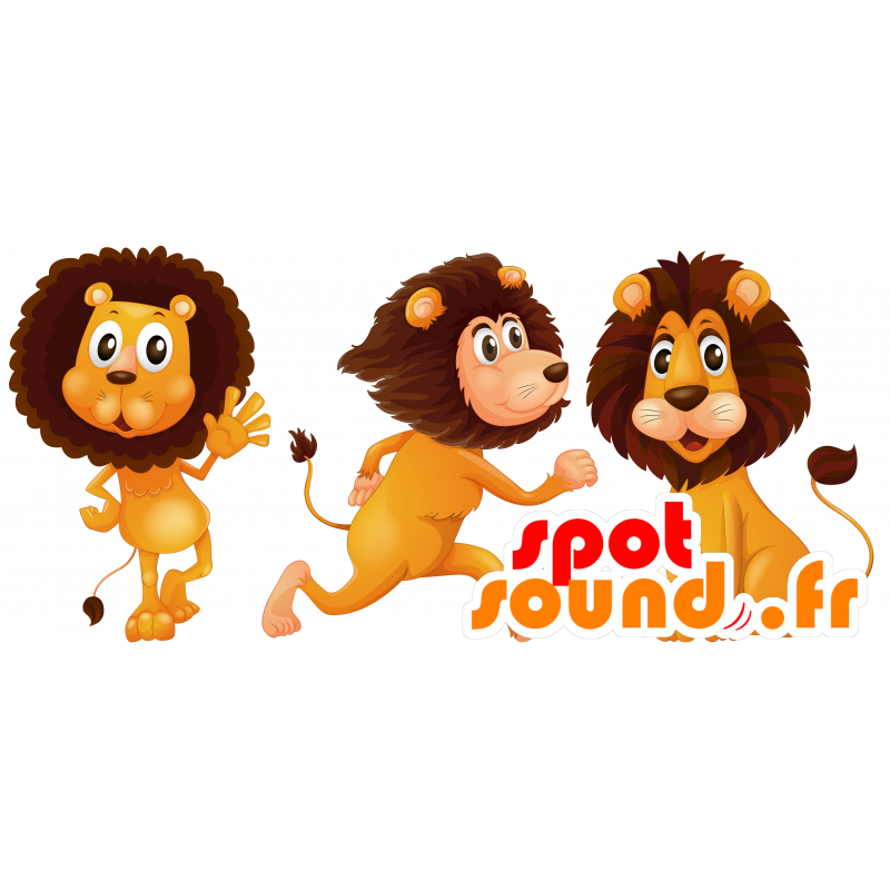 Mascot yellow and brown lion, giant cute - MASFR030687 - 2D / 3D mascots