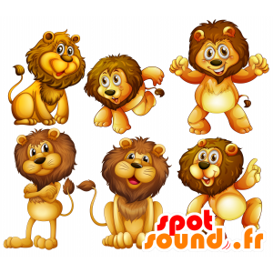 La mascota del león amarillo y marrón, gigante linda - MASFR030689 - Mascotte 2D / 3D