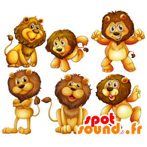 Mascotte de lion jaune et marron, géant et mignon - MASFR030689 - Mascottes 2D/3D