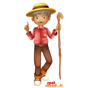 Mascot hombre con bigote de edad. la mascota del caminante - MASFR030692 - Mascotte 2D / 3D