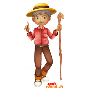 Mascotte de vieil homme moustachu. Mascotte de promeneur - MASFR030692 - Mascottes 2D/3D