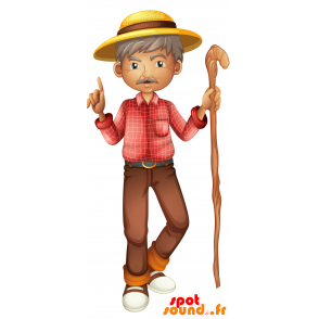 Mascot hombre con bigote de edad. la mascota del caminante - MASFR030692 - Mascotte 2D / 3D