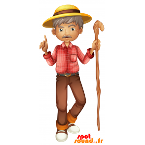 Mascotte de vieil homme moustachu. Mascotte de promeneur - MASFR030692 - Mascottes 2D/3D