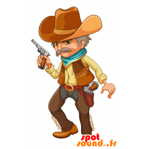 Bigote mascota del vaquero en traje tradicional - MASFR030695 - Mascotte 2D / 3D