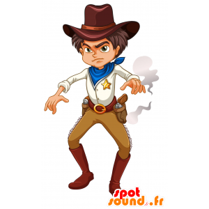 Mascotte de cow-boy, de jeune homme du Far West - MASFR030696 - Mascottes 2D/3D