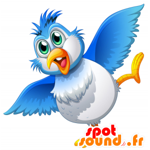 Mascot blauen und weißen Vogel, prall und Spaß - MASFR030698 - 2D / 3D Maskottchen