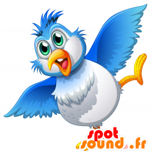 Mascotte d'oiseau bleu et blanc, dodu et amusant - MASFR030698 - Mascottes 2D/3D