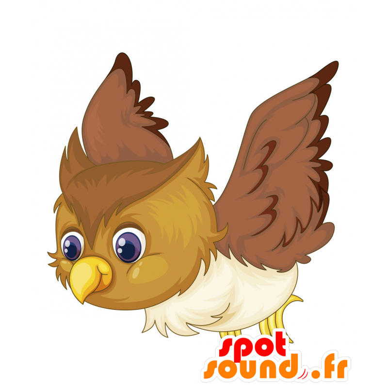 Mascot fugl brunt, beige og hvitt - MASFR030699 - 2D / 3D Mascots