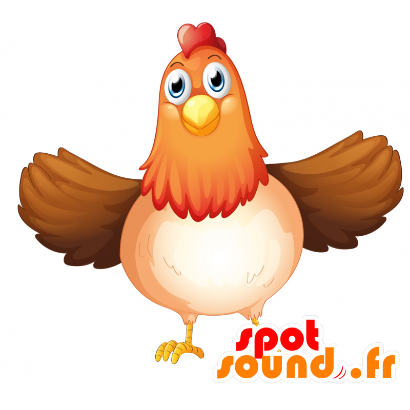 Huhn Maskottchen plump, braun, rot und weiß - MASFR030700 - 2D / 3D Maskottchen