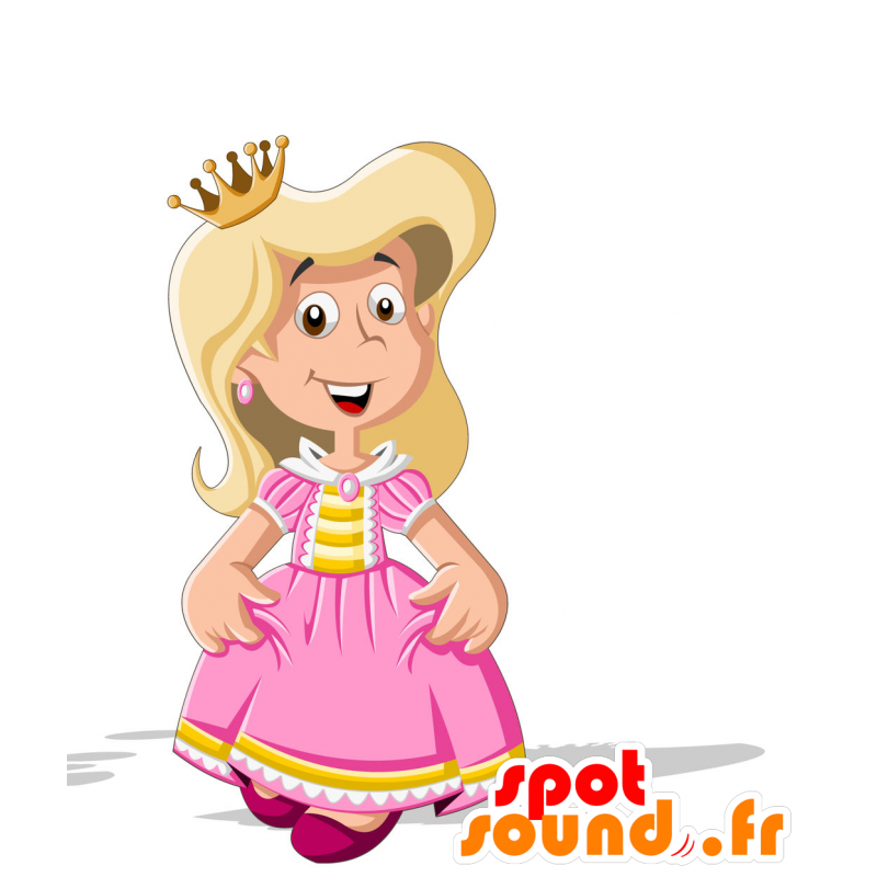 Princess mascotte, gekleed in roze en geel - MASFR030707 - 2D / 3D Mascottes