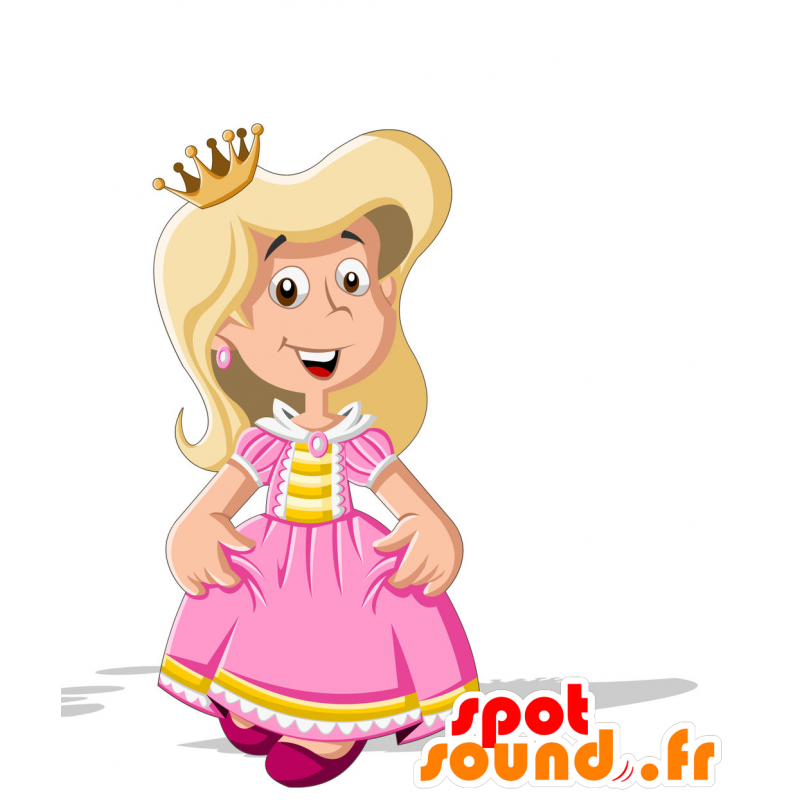 Princess maskot, oblečený v růžové a žluté - MASFR030707 - 2D / 3D Maskoti