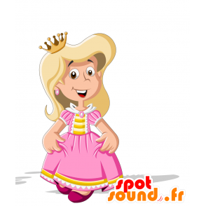 Princess maskot, oblečený v růžové a žluté - MASFR030707 - 2D / 3D Maskoti