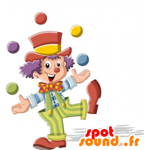 Mascotte de clown, très coloré. Mascotte de cirque - MASFR030708 - Mascottes 2D/3D