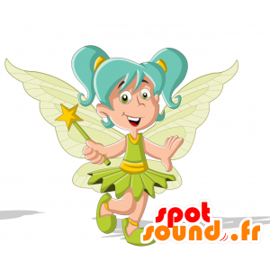 Fairy Mascot, ze skrzydłami i niebieskie włosy - MASFR030712 - 2D / 3D Maskotki