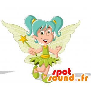 Mascotte de fée, avec des ailes et les cheveux bleus - MASFR030712 - Mascottes 2D/3D