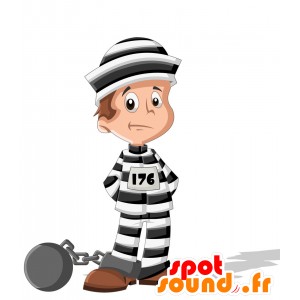 Maskot vězeň, chovanec, black and white outfit - MASFR030713 - 2D / 3D Maskoti