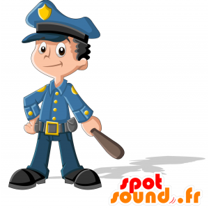 Mascota de policía de uniforme azul. mascota del gendarme - MASFR030714 - Mascotte 2D / 3D