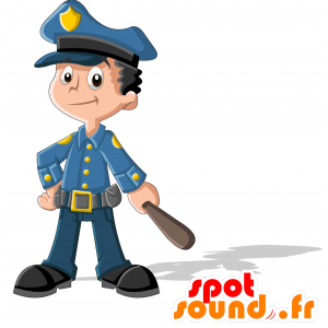 De uniforme azul mascote policial. Constable Mascot - MASFR030714 - 2D / 3D mascotes