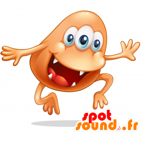 Mascotte de monstre orange, avec 3 yeux - MASFR030718 - Mascottes 2D/3D