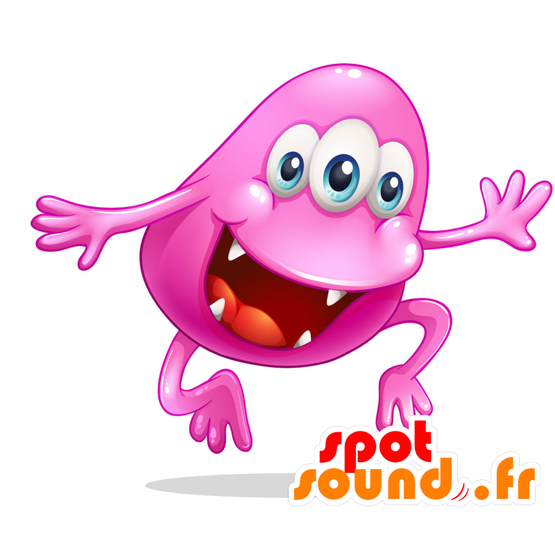 Mascotte mostro rosa con una grande bocca - MASFR030719 - Mascotte 2D / 3D
